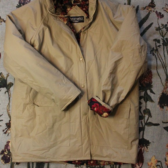 Chromatic by Totes quilted floral print cream rain coat size Large - Picture 5 of 6